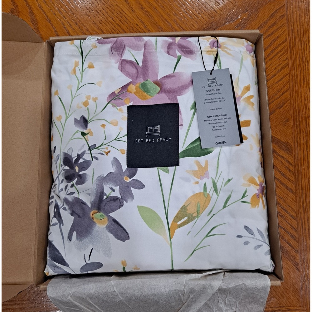 New Queen Duvet With Two Shams Get Bed Ready Floral Wild Flowers